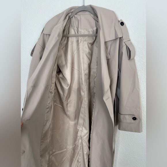 Farktop Women’s Oversized Long Trench Coat Double Breasted Fully Lined NWOT Sz M - Picture 6 of 9